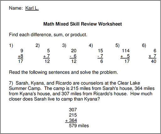 Exhibit 3 Math Chart